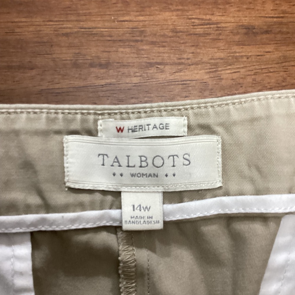 Talbots Woman Heritage Tan Khaki Crop Pants Plus Size 14W Cotton Stretch Casual - Picture 3 of 9